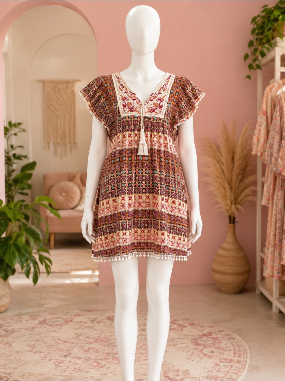 Boho brown dress 1X